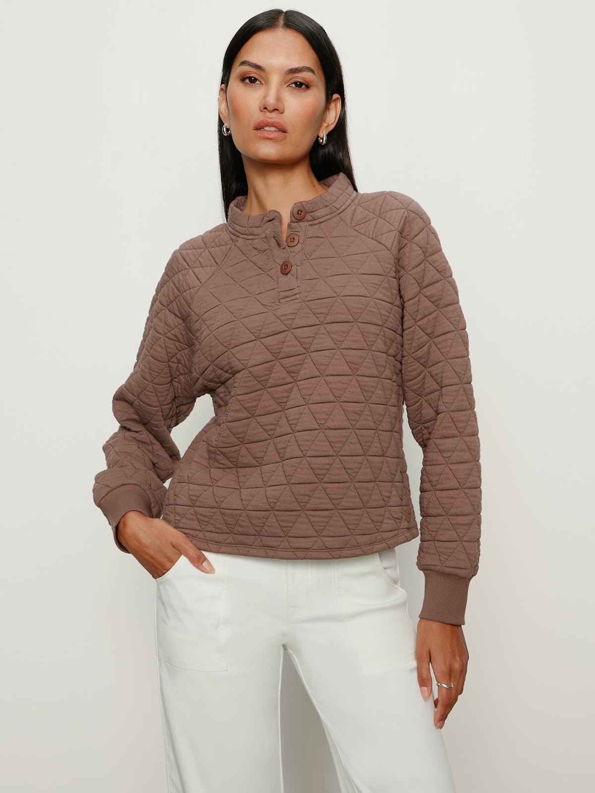 Quilted Button Popover Morel