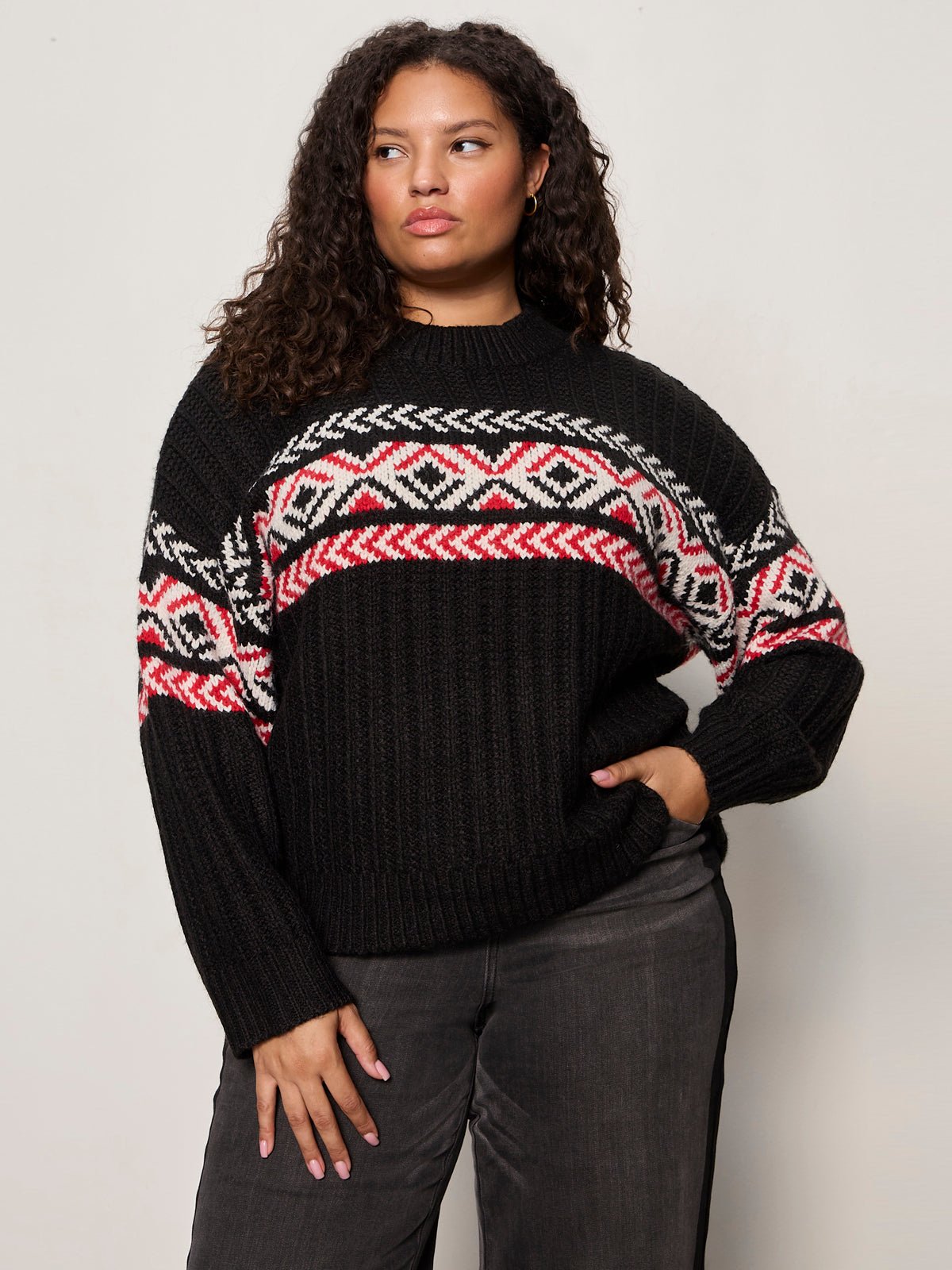 Send It Sweater Black Multi Extended Sizing