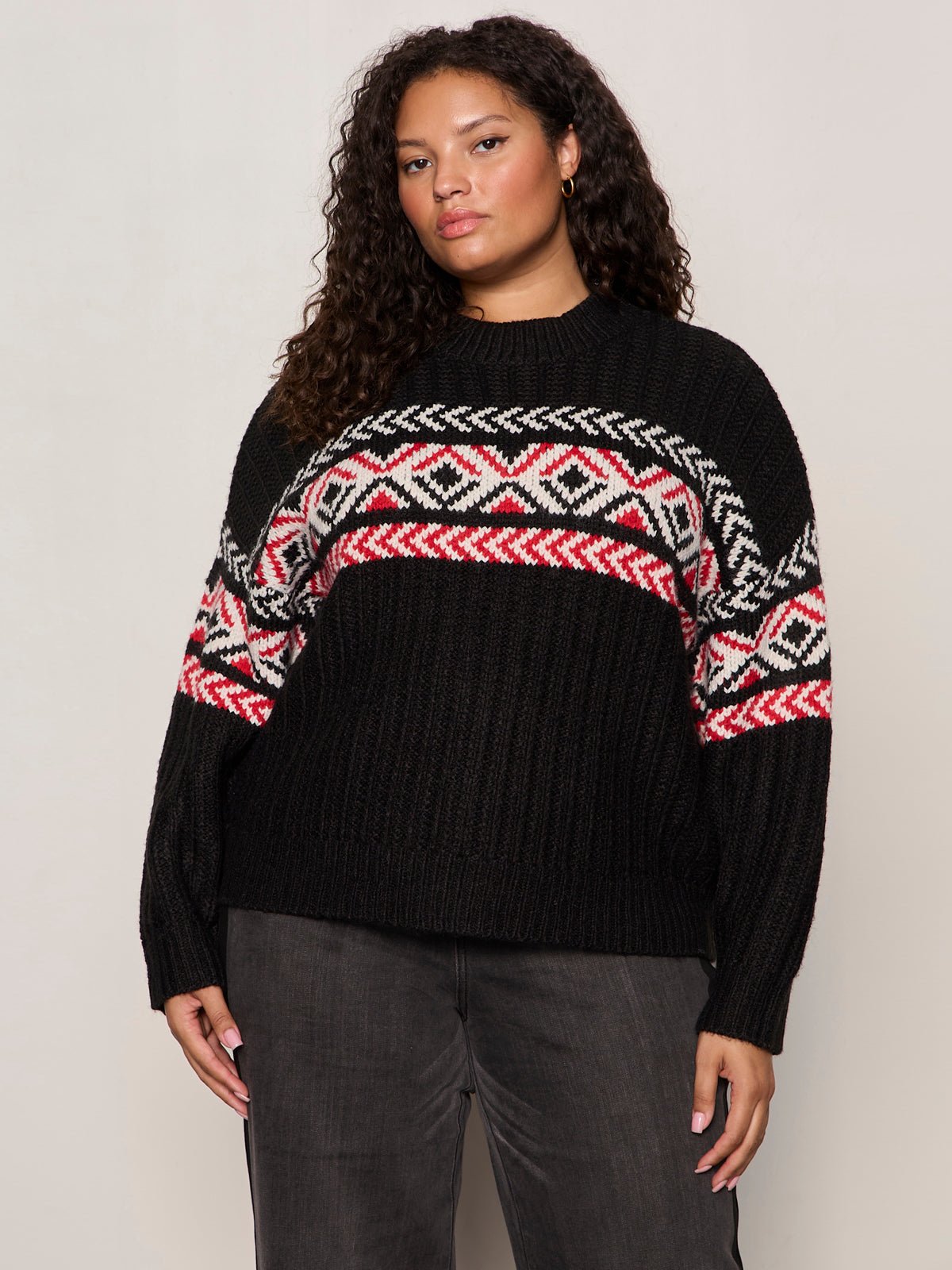 Send It Sweater Black Multi Extended Sizing