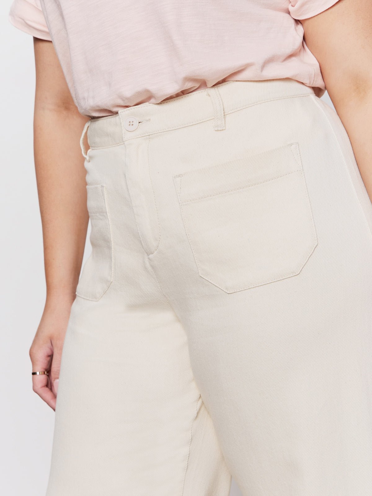 Soft Marine Wide Leg Standard Rise Crop Pant Macrame Extended Sizing