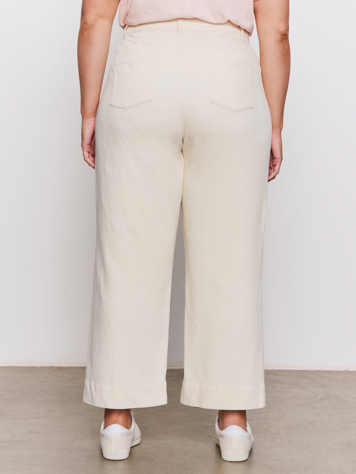 Soft Marine Wide Leg Standard Rise Crop Pant Macrame Extended Sizing