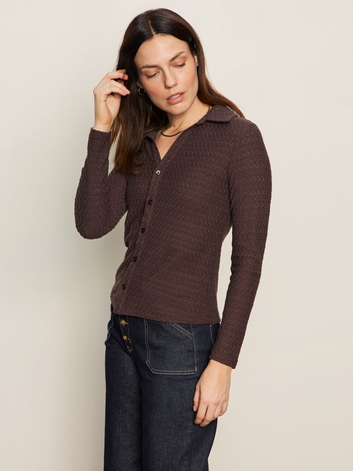 Textured Knit Dreamgirl Top Semi Sweet