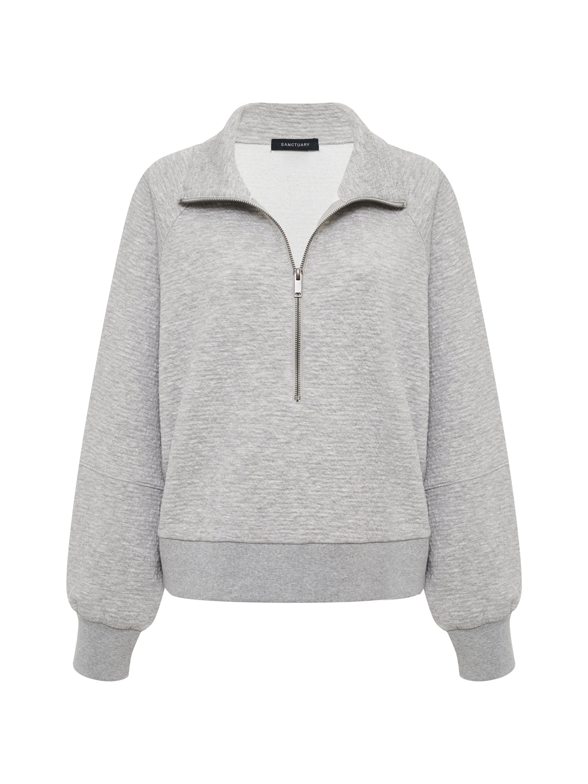 Textured Zip Up Popover Heather Grey