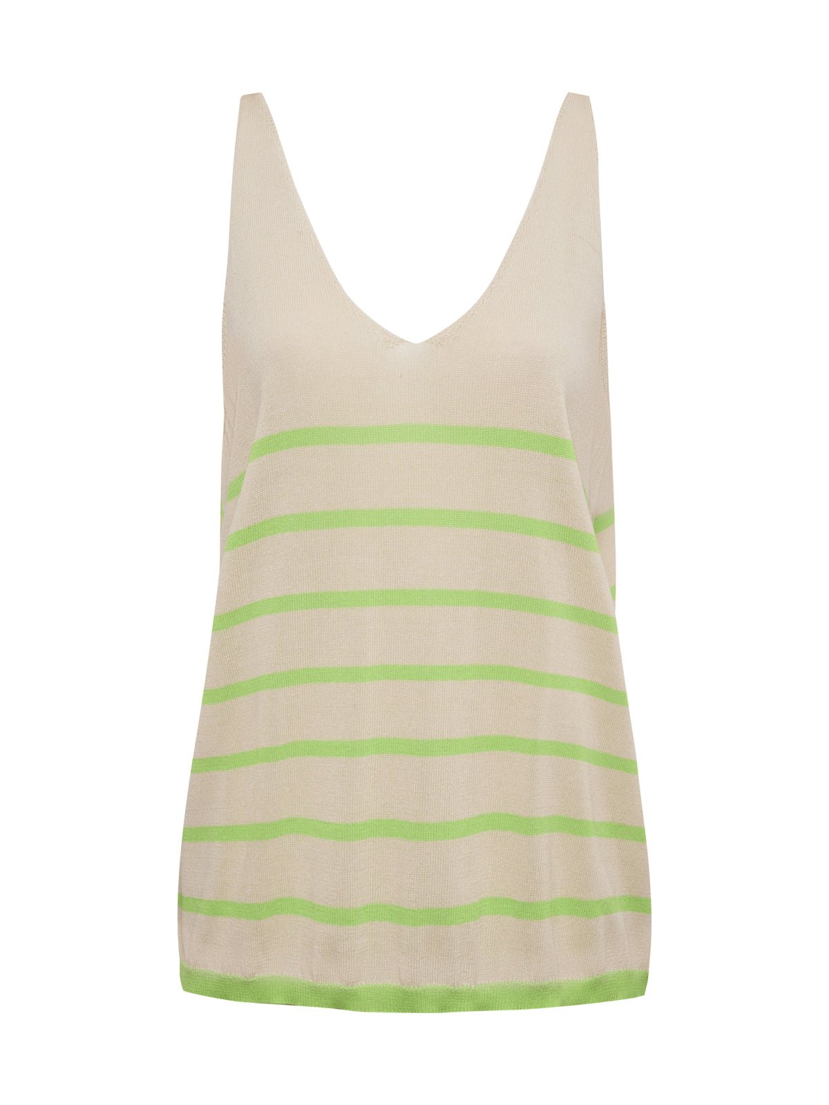 V-Neck Knitwear Tank Muslin Desert Lime Stripe