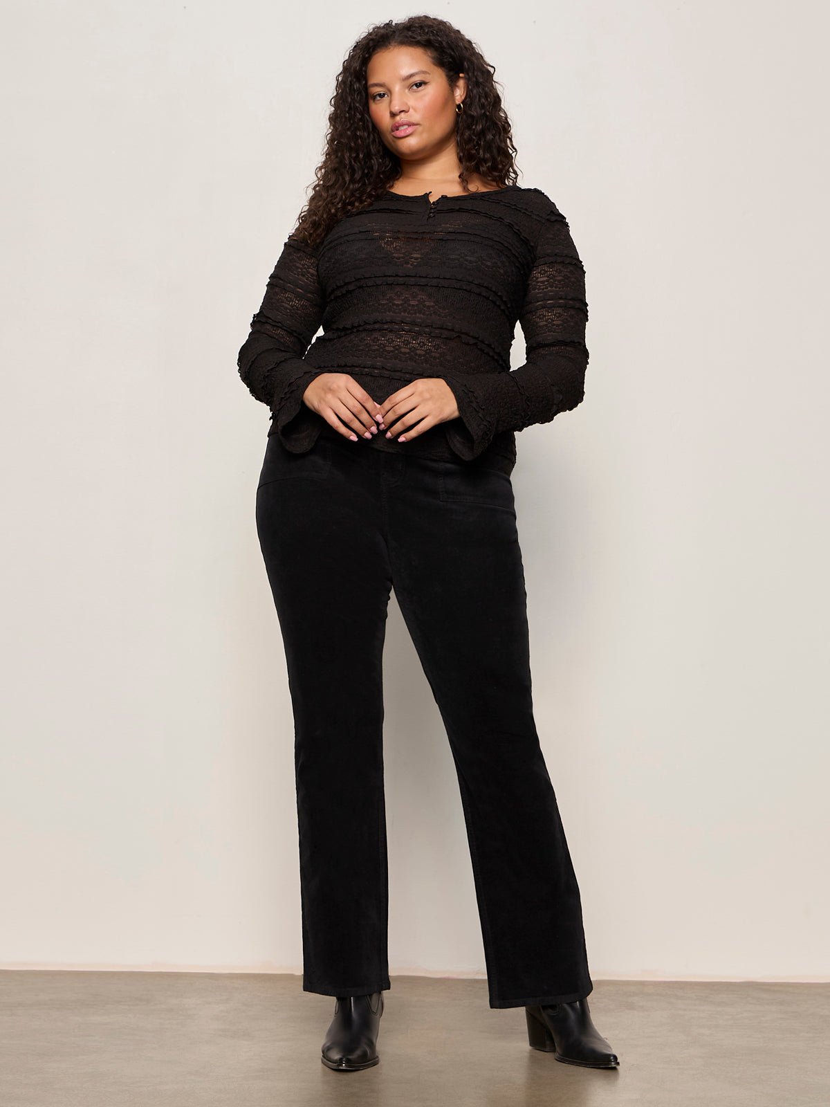 Velveteen Brook Bootcut Pant Black Extended Sizing