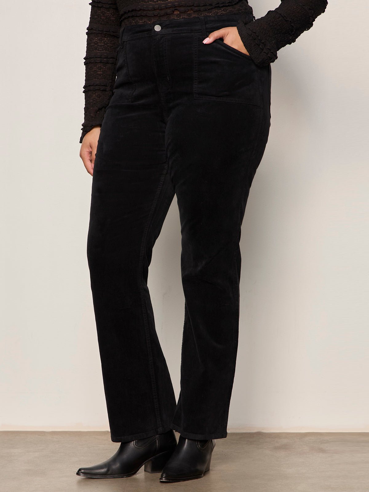 Velveteen Brook Bootcut Pant Black Extended Sizing