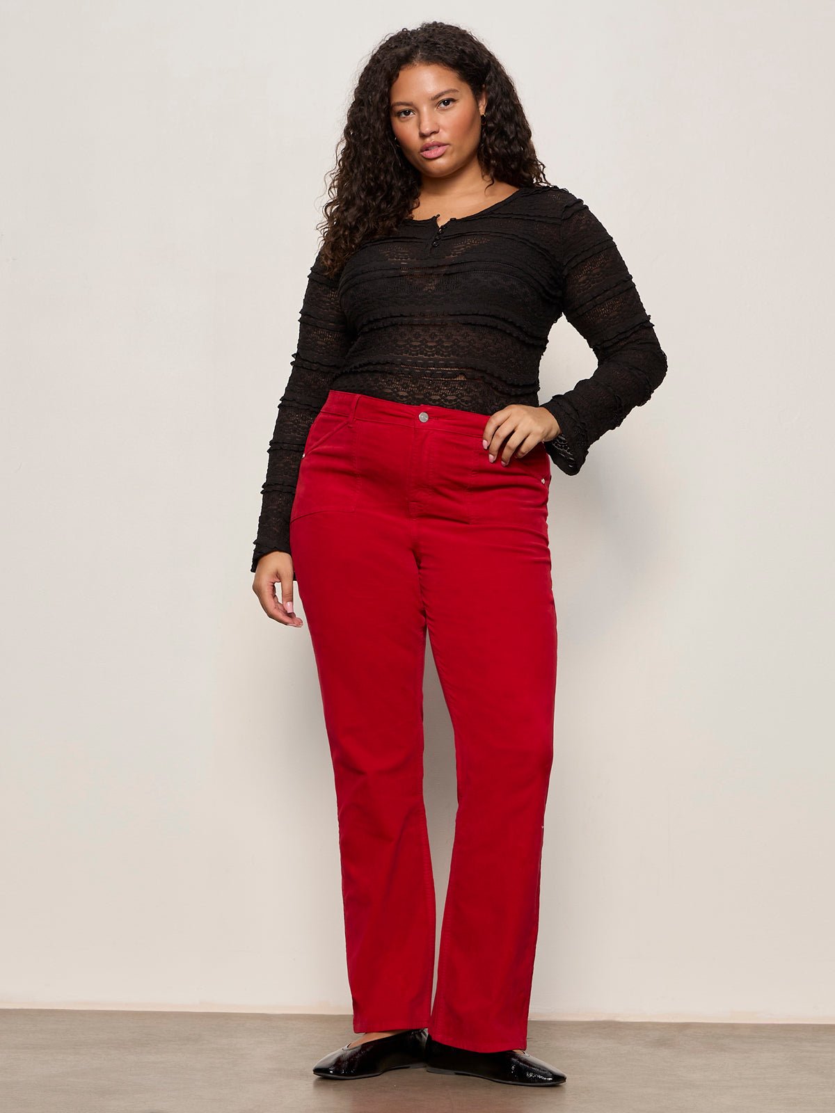 Velveteen Brook Bootcut Pant Cherry Lacquer Extended Sizing