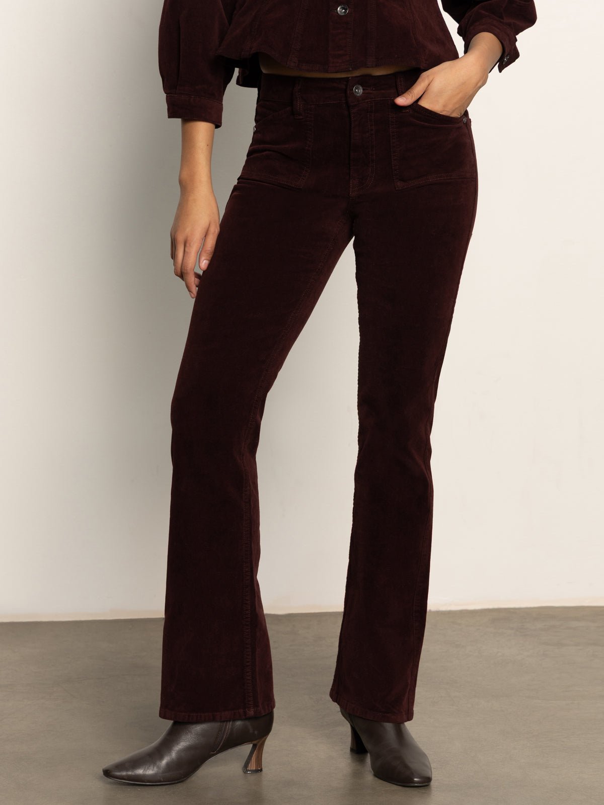 Velveteen Brook Bootcut Pant Dark Crimson