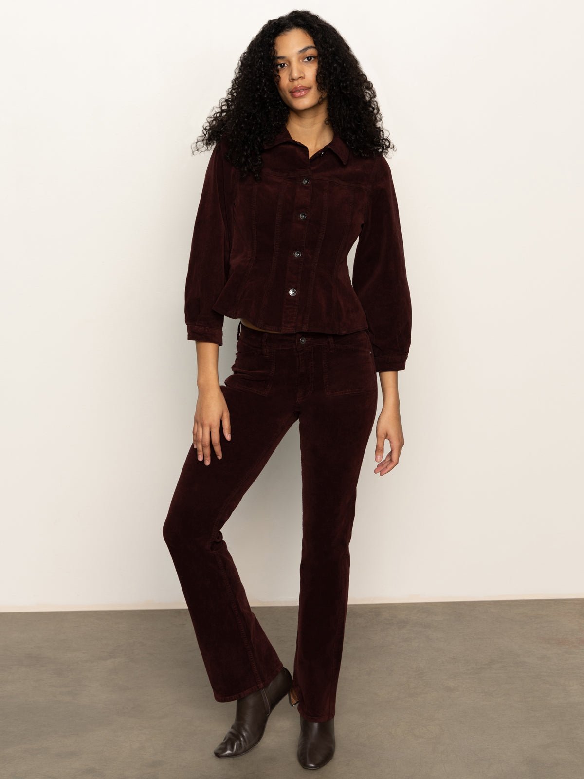 Velveteen Brook Bootcut Pant Dark Crimson