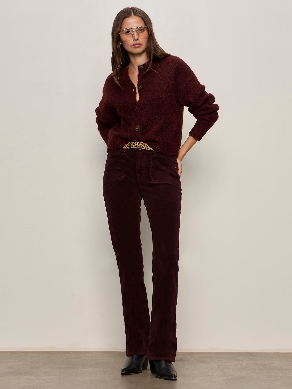 Velveteen Brook Bootcut Pant Dark Crimson Petite Sizing